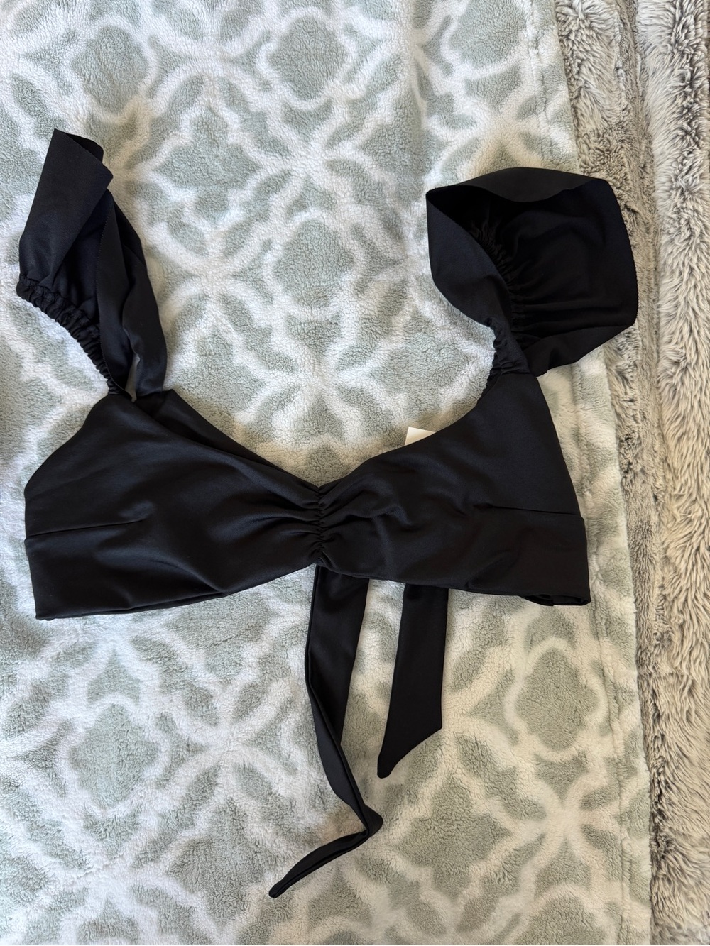 Black Tie-Back Swim Top